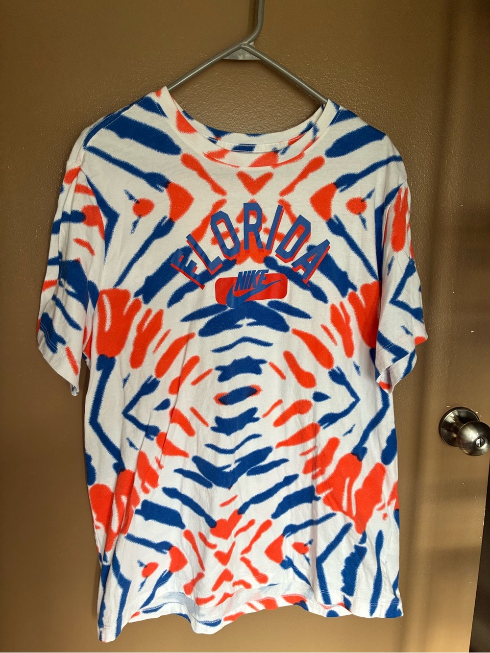 Nike Florida Graphic Tee XL | Orange Blue Tie Dyed Print Shirt